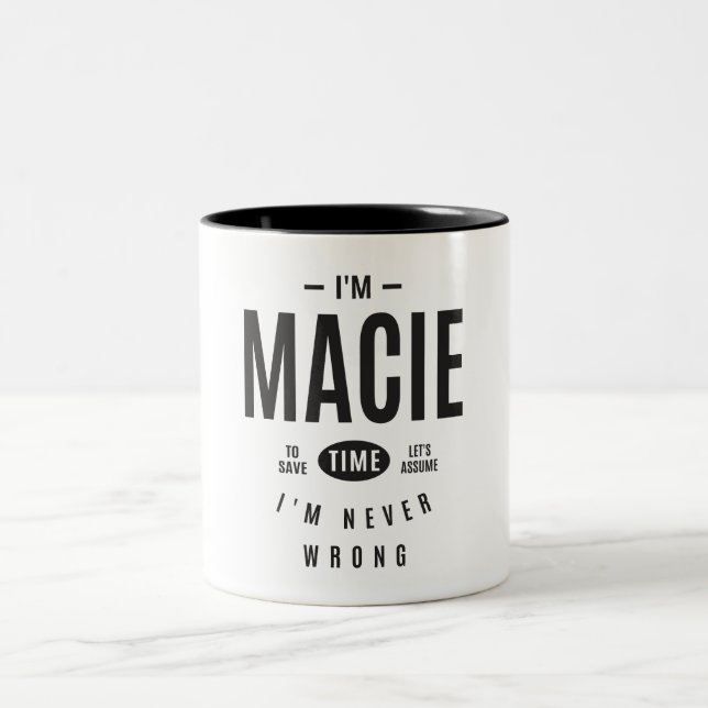 Personalisierter Name Macie Zweifarbige Tasse (Mittel)