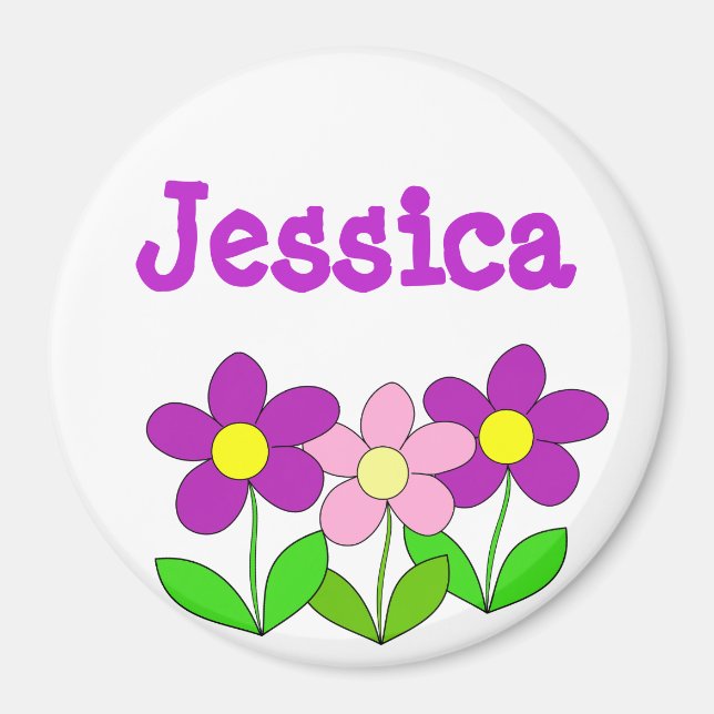Personalisierter Name Magnet, Rosa und violette Bl Magnet (Vorne)