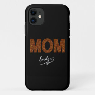Personalisierter Name Mama elegantes braunes Glitt Case-Mate iPhone Hülle