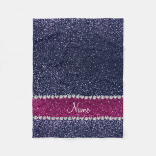 Personalisierter Name Marineblau Glitzer Rosa Stre Fleecedecke
