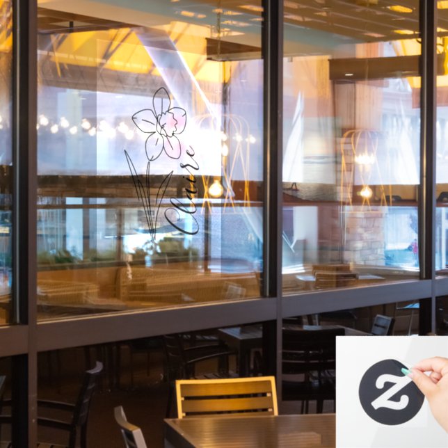 Personalisierter Name März daffodia Geburtsname Bl Fensteraufkleber (Restaurantfenster)