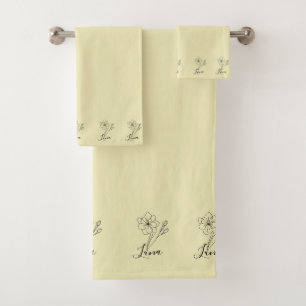 Personalisierter Name März jonquil Geburtsname Blu Badhandtuch Set