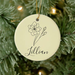 Personalisierter Name März jonquil Geburtsname Blu Keramik Ornament