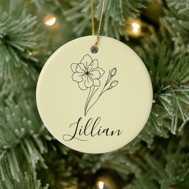 Personalisierter Name März jonquil Geburtsname Blu Keramik Ornament (Baum)