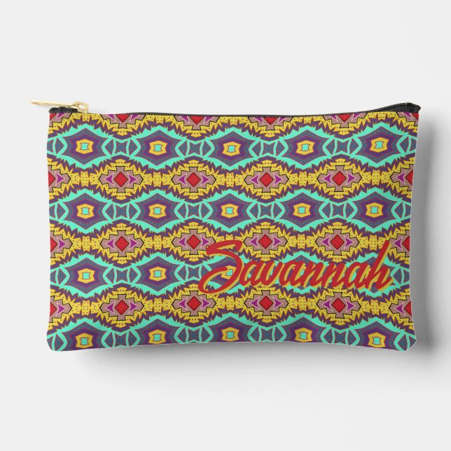 Personalisierter Name Maximalist Multicolor Einzig Zubehörtasche (Vorderseite)