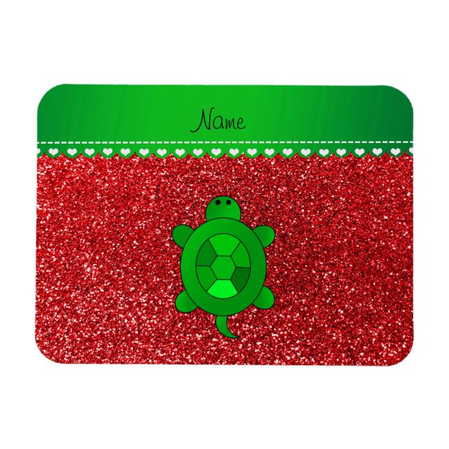 Personalisierter Name Meeresschildkröte Glitzer Magnet (Horizontal)