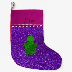 Personalisierter Name Meeresschildkröte lila Glitz Kleiner Weihnachtsstrumpf