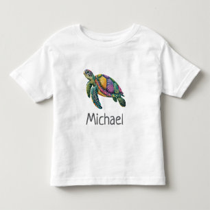 Personalisierter Name Meeresschildkröte Ozean Naut Kleinkind T-shirt