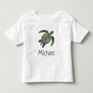 Personalisierter Name Meeresschildkröte Ozean Naut Kleinkind T-shirt