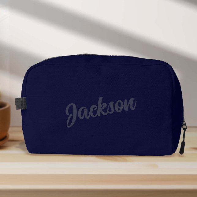 Personalisierter Name Mens Waschbeutel (Simple Navy Blue Personalized Name Dopp Kit Bag)