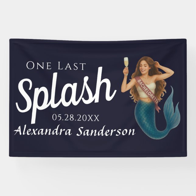 Personalisierter Name Mermaid Bachelorette Banner (Horizontal)
