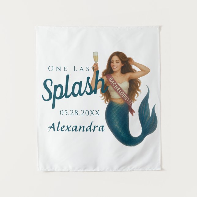 Personalisierter Name Mermaid Bachelorette Wandteppich (Vorderseite)