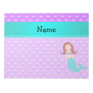 Personalisierter Name Mermaid lila Perlen Notizblock