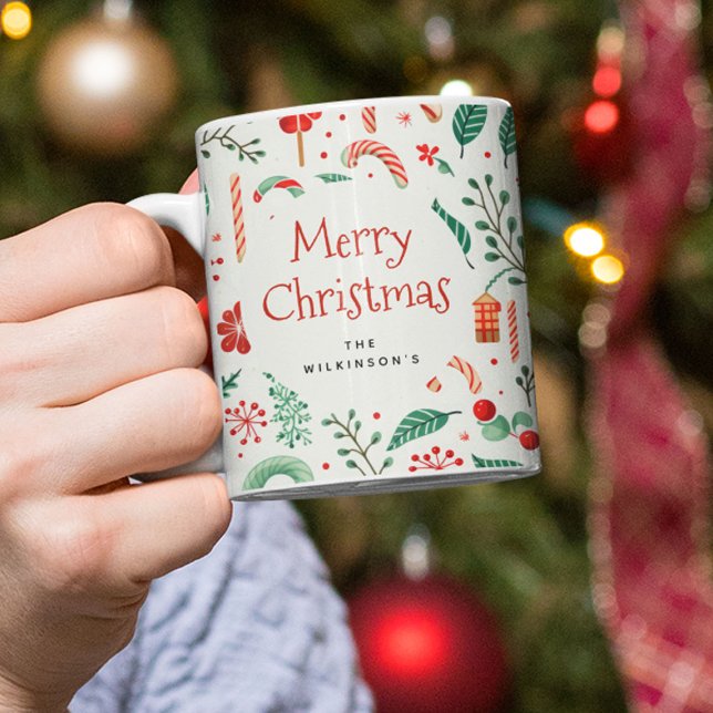 Personalisierter Name Merry Christmas Kaffeetasse (Von Creator hochgeladen)