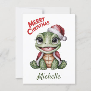 Personalisierter Name Merry Christmas Turtle in Sa Postkarte