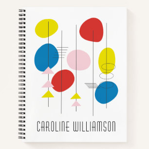 Personalisierter Name Mid Century Modern Farbige Notizbuch