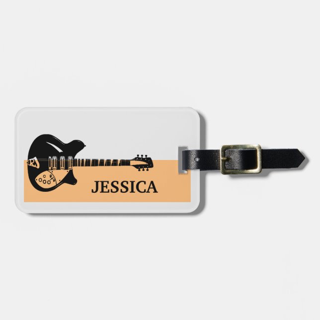 Personalisierter Name Minimal Electric Guitar Gift Gepäckanhänger (Vorderseite horizontal)