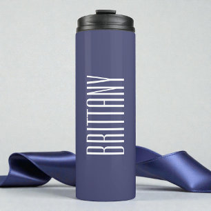 Personalisierter Name Minimal für einfache Blue Br Thermosbecher