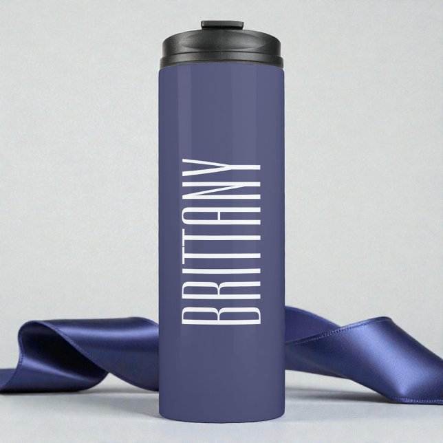 Personalisierter Name Minimal für einfache Blue Br Thermosbecher (Simple Blue Bridesmaid Personalized Name Minimal Thermal Tumbler)