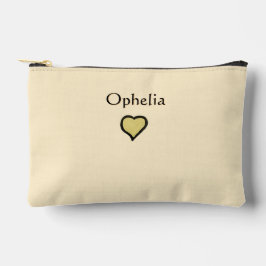 Personalisierter Name Minimal Herz Schwarz & Creme Zubehörtasche