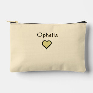 Personalisierter Name Minimal Herz Schwarz & Creme Zubehörtasche