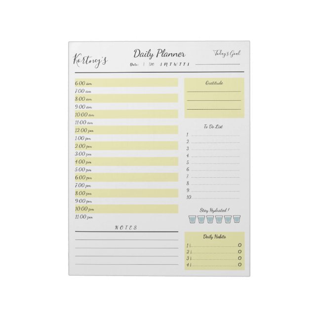 Personalisierter Name minimaler Tagesplaner Notepa Notizblock (Rotiert)