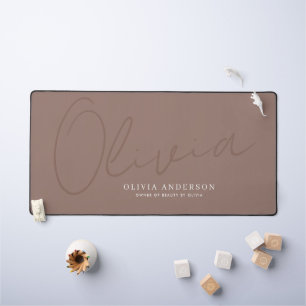 Personalisierter Name Minimalist Mocha Braun Schri Schreibtischunterlage