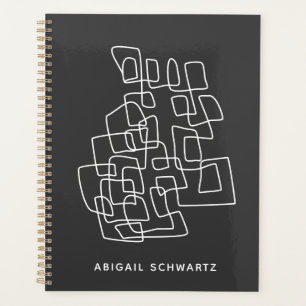 Personalisierter Name Minimalistisch Schwarz-weiß Planer