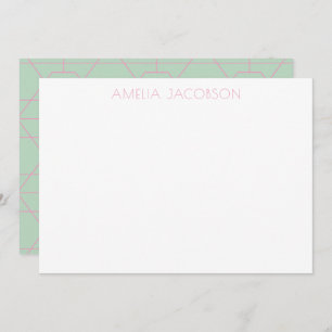 Personalisierter Name Minze Green Pink Geometrisch Mitteilungskarte