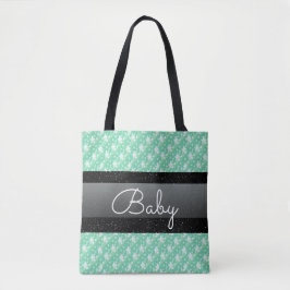 Personalisierter Name Minze Green Polka Dots Baby