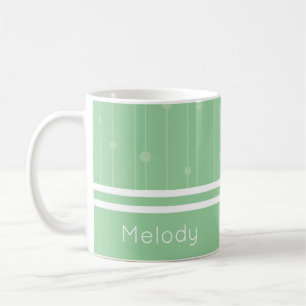 Personalisierter Name Minze grün elegante Streifen Kaffeetasse