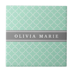 Personalisierter Name Minze Lattice Muster Fliese