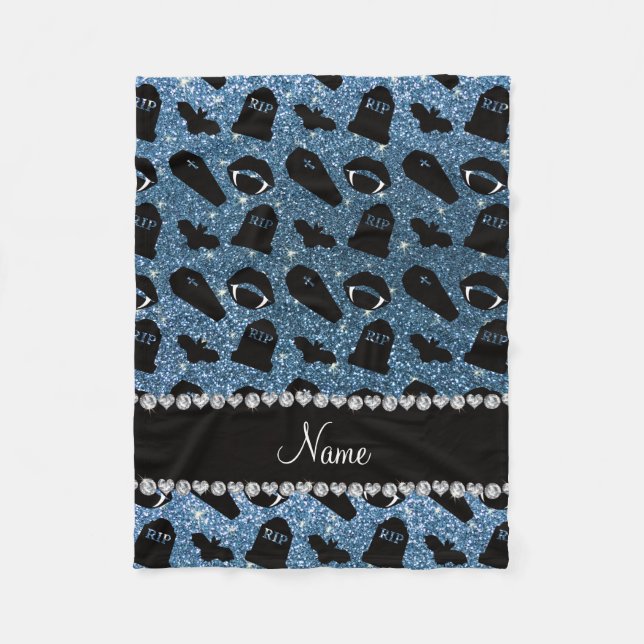 Personalisierter Name misty blue Glitzer vampire Fleecedecke (Vorderseite)