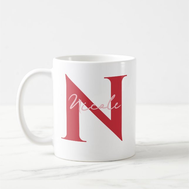 Personalisierter Name mit Anfangsgeschenk für ihn Kaffeetasse (Links)