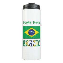 Personalisierter Name mit brasilianischer Flagge  Thermosbecher