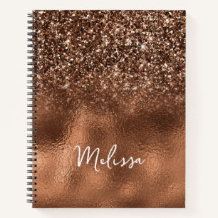 Personalisierter Name mit Bronze Glitter und Folie Notizbuch