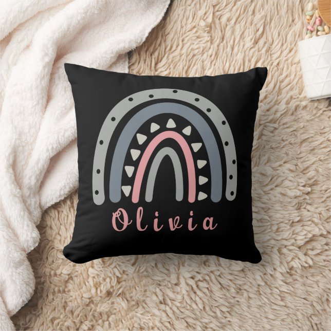 Personalisierter Name mit Coolem Boho Rainbow Kissen (Decke)