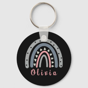 Personalisierter Name mit Coolem Boho Rainbow Schlüsselanhänger