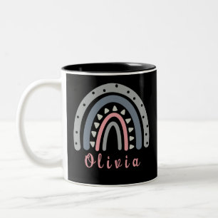 Personalisierter Name mit Coolem Boho Rainbow Zweifarbige Tasse