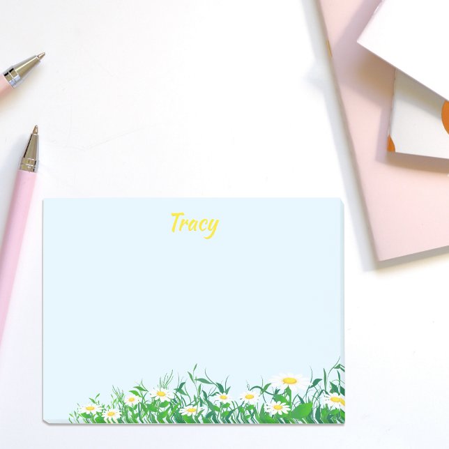 Personalisierter Name mit Daisy Blume Light Blue Post-it Klebezettel (Von Creator hochgeladen)