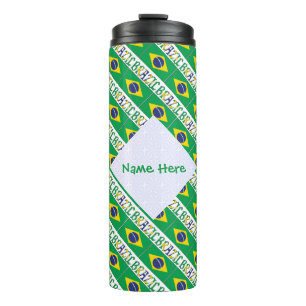 Personalisierter Name mit Fliesenmuster der brasil Thermosbecher