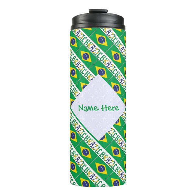 Personalisierter Name mit Fliesenmuster der brasil Thermosbecher (Vorderseite)