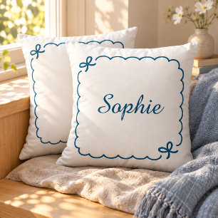Personalisierter Name mit gewelltem Bogen neutrale Kissen