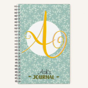 Personalisierter Name mit/ Initial und Viktorianis Notizbuch