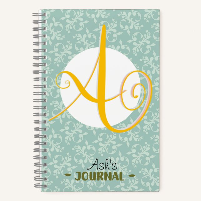 Personalisierter Name mit/ Initial und Viktorianis Notizbuch (Vorderseite)