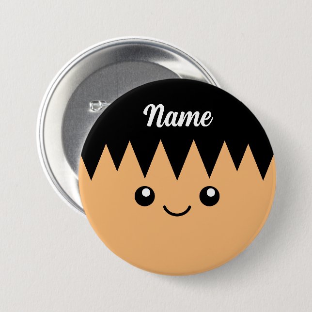 Personalisierter Name mit lustiger Cartoon-Oberflä Button (Vorne & Hinten)