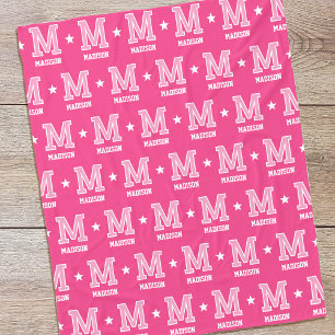 Personalisierter Name Mit Monogramm Star Pink Fleecedecke
