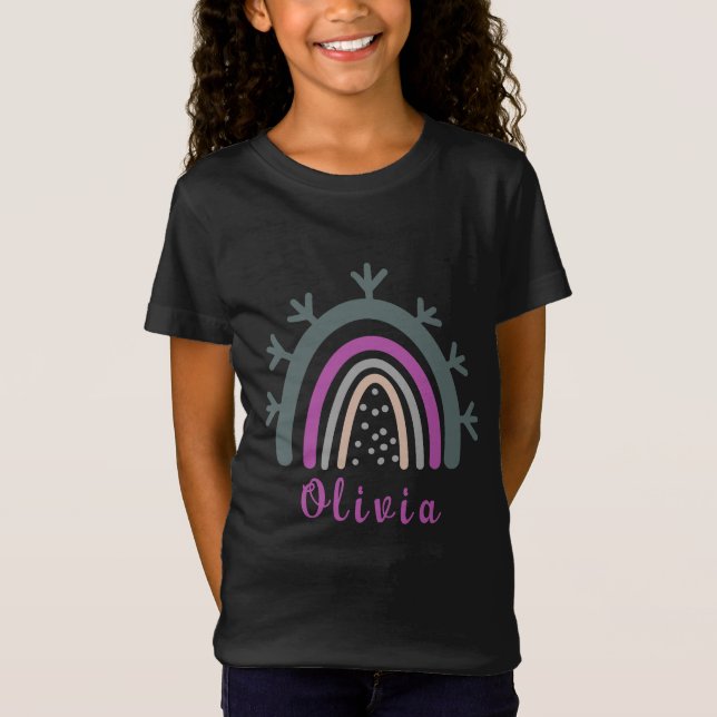 Personalisierter Name mit Niedlichem Boho Rainbow T-Shirt (Vorderseite)