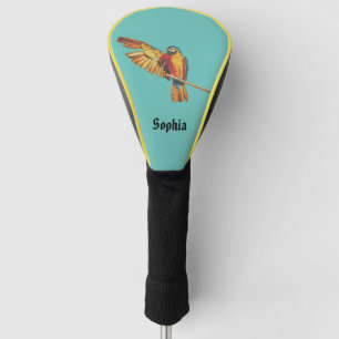 Personalisierter Name mit Papagei Macaw Vogel Blue Golf Headcover