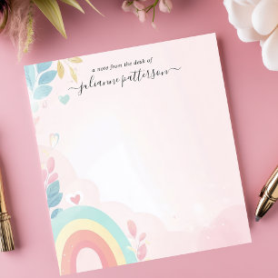 Personalisierter Name mit Pastell-Regenbogen-Herze Notizblock